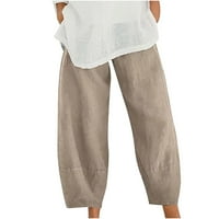 Ženske Ležerne široke pamučne hlače s elastičnim elastičnim strukom skraćene hlače širokih nogavica