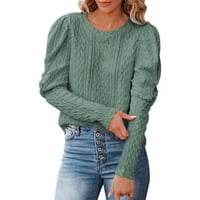 ženski džemperi s iglama za pletenje dugih rukava Jesen / Zima Ženske Ležerne jednobojne džempere s okruglim vratom