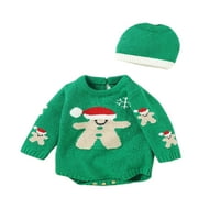 Setovi šešira i kombinezona za malu djecu s toplim gumbima Božićni kombinezon s dugim rukavima s printom snježne