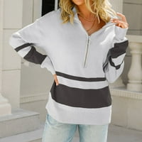 Ženski džemper Casual pulover s patentnim zatvaračem s dugim rukavima u boji u obliku slova u, pleteni labavi