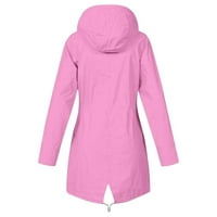 Vodootporna kišna jakna za žene, lagana vjetrovka, kaputić s kapuljačom i džepovima, kišni ogrtač s patentnim