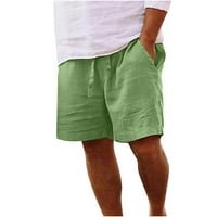 amidoa muškarci lanene kratke hlače elastični struk crtanje pamučne lanene kratke hlače s džepovima labave fit