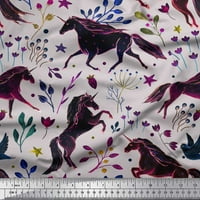 Soimoi pamučni voile tkanina lišća, cvjetni i jednorog dekor životinjski dekor tkanina tiskano dvorište