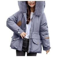 Zimski kaputi za žene s ovratnikom s dugim rukavima dugi topli zimski kaput zimske jakne za žene sive veličine