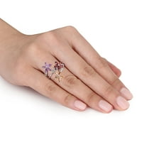 Ženski prsten s cvjetnim uzorkom Od Srebra od 1 karatnog granata, Citrina, ametista i Peridota okruglog reza