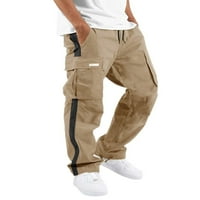 Muške vrećaste hlače s pojasom u kontrastnoj boji, teretne hlače s više džepova, hlače za trčanje