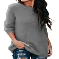 Cindysus žene pulover čvrste boje pleteni vrhovi dugih rukava tunika bluza salon od flisa fuzzy gornji top casual