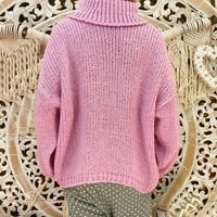 Ženski plus veličina kornjača džemper široki lampanjavi pulover dugih rukava Elegantni rebrasti pleteni obični