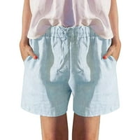 Ženske čvrste boje labave pamučne lanene ležerne hlače Elastični pojas kratke kratke hlače kratke hlače a XL