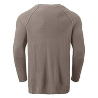 SNGXGN muški casual Henley pulover Slim Fit Lagani džemperi za vrat za muškarce, kaki, veličina m