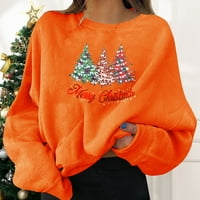 Twishirts za žene božićni blagdanski puloveri zabavni grafički posada vrat pokloni dugih rukava košulja kapuljača