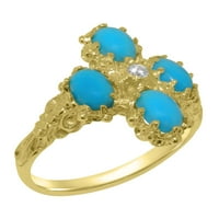 Britanci su napravili 18k žuto zlato prirodni dijamant i tirkizni ženski obljetnički prsten - Opcije veličine