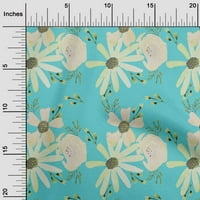 Oneoone pamučni poplin tirkizna plava tkanina cvijet i lišće akvarelne zanatske projekti tkanine otisci tkanina