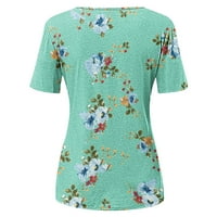 Košulje za žene modne, ženske modne majice s printom čipkasta bluza s kratkim rukavima s okruglim vratom casual