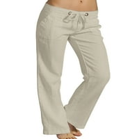 Ženske hlače za odmor u donjem dijelu srednjeg struka, jednobojne hlače, osnovne hlače s ravnim hlačama u boji