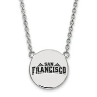 Ogrlica s velikim emajliranim diskom od sterling srebra Sveučilišta u San Franciscu; za odrasle i tinejdžere;