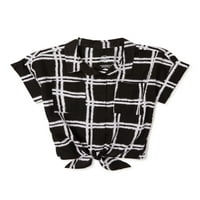 Tkani Kamp košulja za djevojčice u donjem rublju s kravatom na prednjoj strani, veličine 4 I Plus