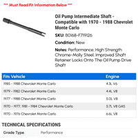 Srednja osovina pumpe za ulje - Kompatibilno sa - Chevy Monte Carlo 1987