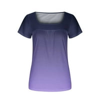 Ženske ljetne kratke rukave kvadratni vratni tunični vrhovi trendovska košulja labava fit casual sakrij majice