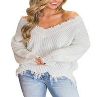 Ženski džemper u boji, Jednobojni džemper, topovi, zimski topli pulover, radni pleteni džemperi, ugodni vinski
