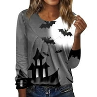 Rasprodaja ženska ležerna modna bluza s puloverom s dugim rukavima s okruglim vratom, siva, 5 inča