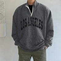 Muške jednostavne Ležerne široke prevelike majice s patentnim zatvaračem s ovratnikom pulover bez kapuljače džemper