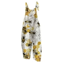 Ženski modni ljetni Slatki labavi casual kombinezon s retro printom na naramenice