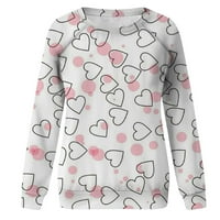 Modne ženske majice za Valentinovo majice s grafičkim printom srca Ženski Raglan ugodna bluza pulover s okruglim
