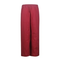 Hlače Žene modna modna modna solidna boja labava ležerne hlače s širokim nogama hlače ženske hlače crvene 4xl