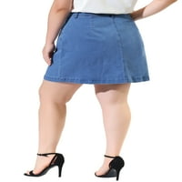 Jedinstveni prijedlozi Mini traper suknja plus veličine za juniorke na kopčanje u retro stilu s prorezom i džepom