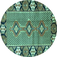 Tvrtka Aludes strojno pere okrugle perzijske tirkizno plave tradicionalne unutarnje prostirke, 4' okrugle