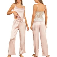 Seksi ženske pidžame od svile i satena, čipkaste pidžame, Gornji dijelovi s naramenicama, hlače, pidžame s tankim