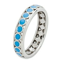 Prsten od čistog srebra s uglačanim plavim krugovima, emajliran