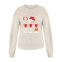 Ženska Božićna majica s grafičkim printom u donjem rublju, ležerni pulover s okruglim vratom, široka košulja,