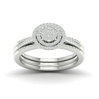 1 2-karatni ovalni dijamant od srebra u obliku ovalnog oblika s hrpom vjenčanih setova