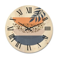 Dizajnerska umjetnost apstraktni geometrijski mjesec i sunce s lišćem moderni drveni zidni sat