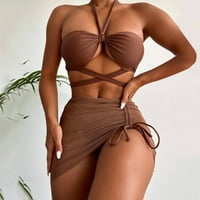 Aayomet kupaći kostim za žene žene dva visoko izrezana bikini izrez s visokim strukom, blok boje kupaćih kostima,