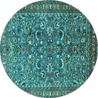 Ahgly Company stroj za pranje unutarnjih okruglih perzijskih tirkiznih plavih prostirki, 6 'kruga