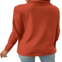 Avamo žene osnovne čvrste boje pleteni vrhovi visoki vrat obična tunična bluza dame dugih rukava pulover crvena