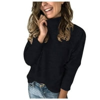 Vedolay džemperi ženski V vrat dugi rukav pulover ležerni šljokica pletiva, crni m
