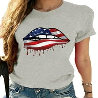 Ženska majica kratkih rukava Plus size ljetna majica za odmor sa zastavom SAD-a tunika bluza topovi ženske domoljubne