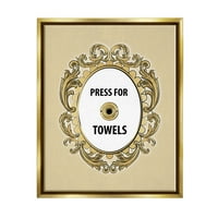Stupell Industries pritisnite za ručnike ukrašene tipografije za zvono slikanje zlatnog plutara uokvireni umjetnički