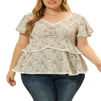 Jedinstvene ponude ženske plus veličine slojeve bluze cvjetna babydoll dušica ruffle vrh