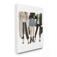 Stupell Industries Fashion Ladies Outfits Shopping Tog Neutrals Figue poziraju platno zidni umjetnički dizajn