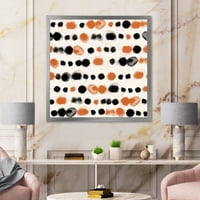 DesignArt 'Moderni uokvireni umjetnički tisak narančaste i crne polka točkice