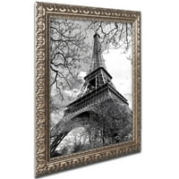 Zaštitni znak likovna umjetnost Eiffel Tower 2 Canvas Art by Philippe Hugonnard, zlatni ukrašeni okvir