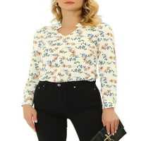Jedinstvene ponude ženske cvjetne bluze dugih rukava izrezana V gumb za vrat dolje košulja