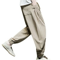 '; / Muške casual modne široke hlače s vezicama od pamuka i lana u struku za vježbanje u teretani