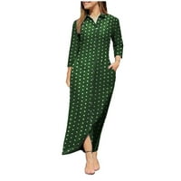 Haljine za žene a-line ležerna ljetna haljina s izrezom u obliku slova A i printom do gležnja u zelenoj boji A-liste