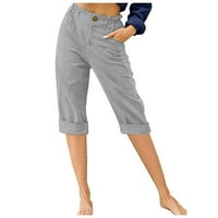 Teretne hlače u donjem rublju, ljetne hlače do teleta, jednobojne modne široke Ležerne hlače s džepovima i gumbima,